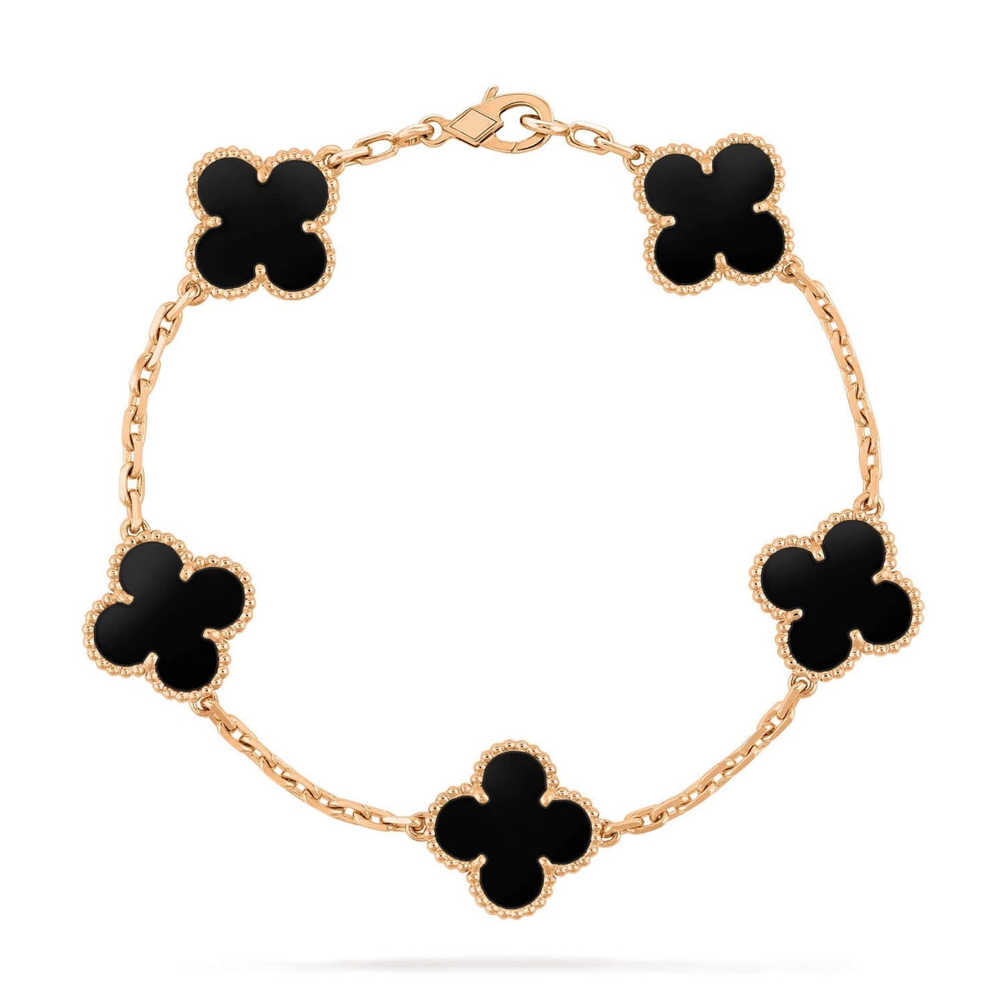 [：Polaidi Jewelry]クローバー 5モチーフ ブラックオニキスブレスレット