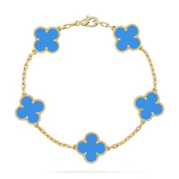 [Perlaura Jewelry ]CLOVER 5 MOTIFS BLUE AGATE BRACELET