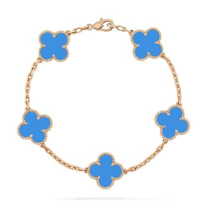 [：Polaidi Jewelry]クローバー 5モチーフ ブルーアゲート ブレスレット