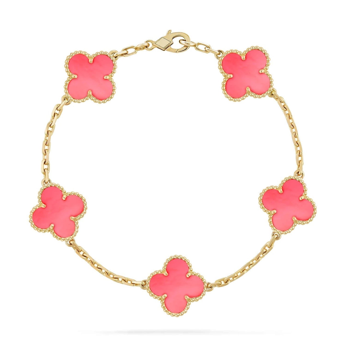 [：Polaidi Jewelry]クローバー 5 ピンクMOP ブレスレット