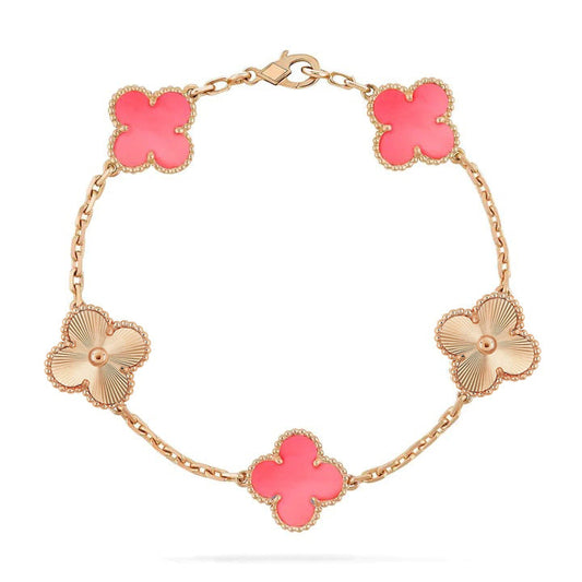 [：Polaidi Jewelry]CLOVER BRACELET 5 MOTIF PINK AND PINK GOLD