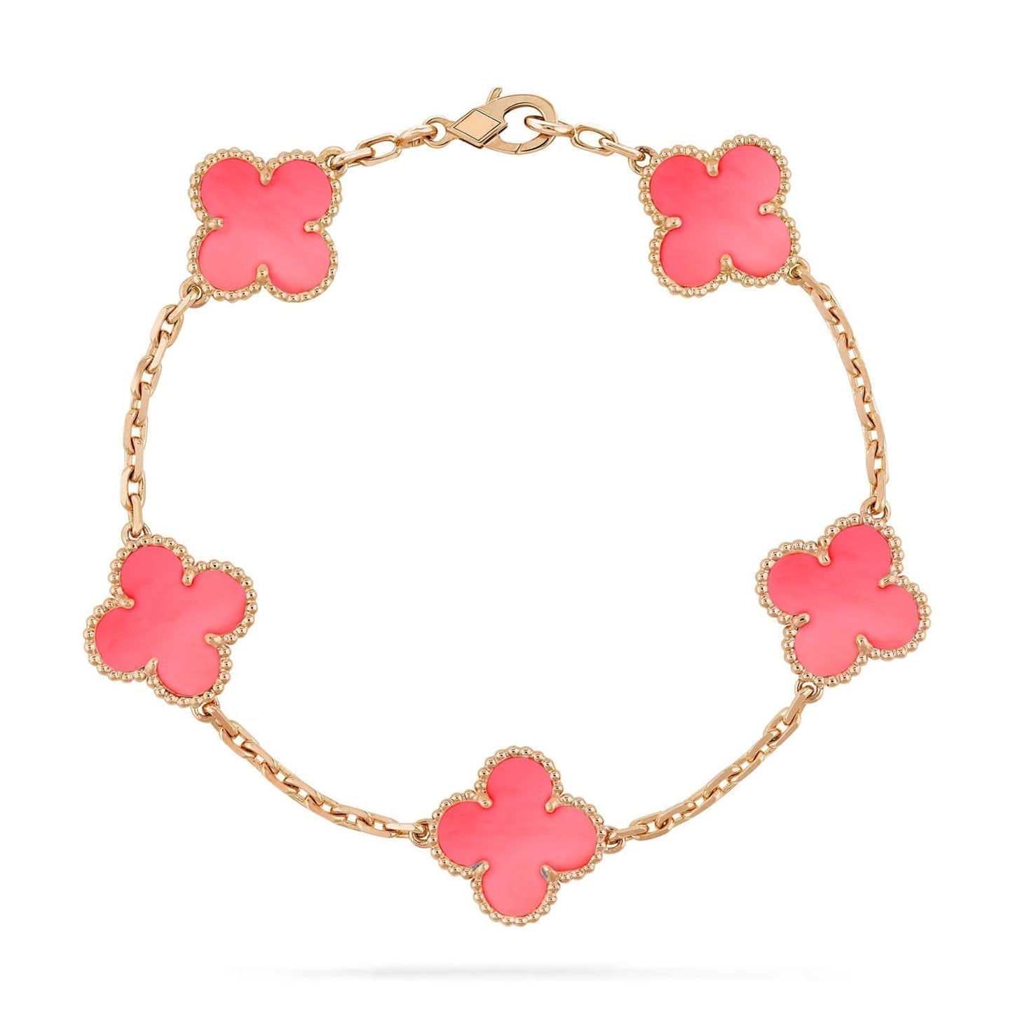 [：Polaidi Jewelry]クローバー 5 ピンクMOP ブレスレット