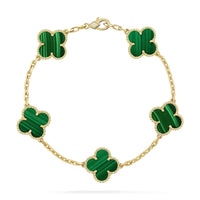 [Perlaura Jewelry ]CLOVER 5 MOTIFS MALACHITE BRACELET