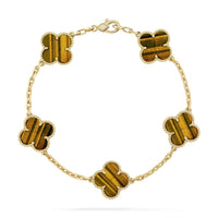 [Perlaura Jewelry ]CLOVER  5 MOTIFS TIGER EYE BRACELET
