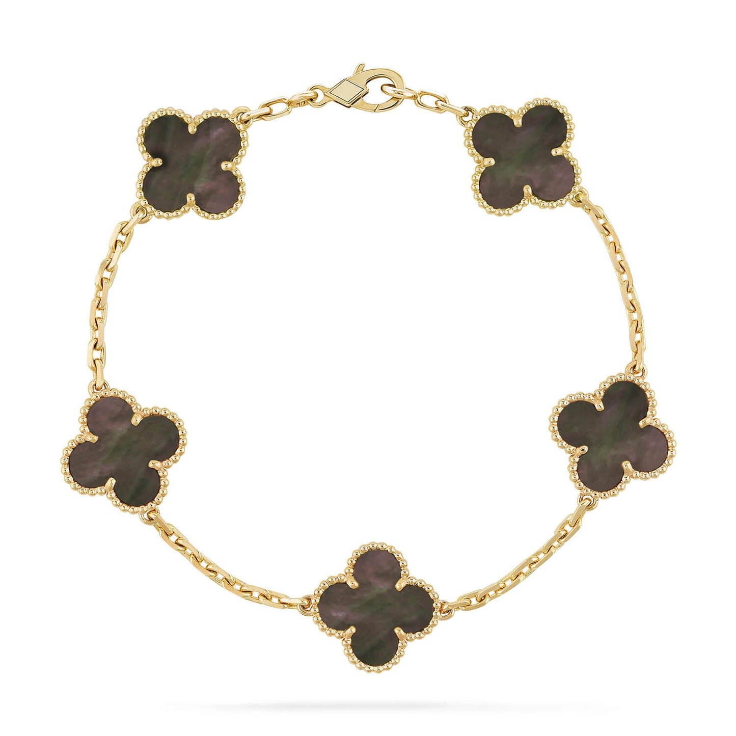 [：Polaidi Jewelry]クローバー 5モチーフ グレーマザーオブパールブレスレット