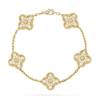 [Perlaura Jewelry ]CLOVER 5 MOTIFS  FULL DIAMOND BRACELET