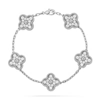 [Perlaura Jewelry ]CLOVER 5 MOTIFS  DIAMOND BRACELET SILVER