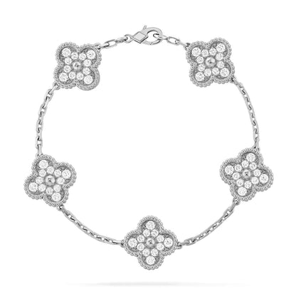 [：Polaidi Jewelry]クローバー 5モチーフ ダイヤモンドブレスレット シルバー