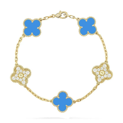 [Polaidi Jewelry] クローバー5モチーフ ブルーアゲート ブレスレット コレクション