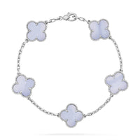 [Perlaura Jewelry ]CLOVER  5 MOTIF PURPLE CHALCEDONY BRACELET SILVER