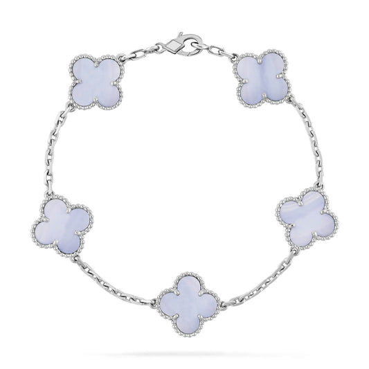 [：Polaidi Jewelry]CLOVER  5 MOTIF PURPLE CHALCEDONY BRACELET SILVER