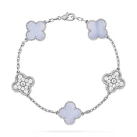 [Perlaura Jewelry ]CLOVER  5 MOTIF DIAMOND PURPLE CHALCEDONY BRACELET SILVER