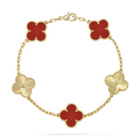 [Perlaura Jewelry ]CLOVER  5 MOTIFS CARNELIAN GOLD BRACELET