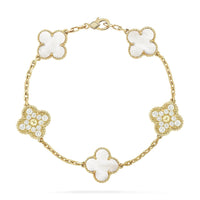 [Perlaura Jewelry ]CLOVER BRACELET 5 MOTIF WHITE MOP DIAMOND
