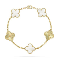 [Perlaura Jewelry ]CLOVER BRACELET 5 MOTIF WHITE MOP PINK GOLD