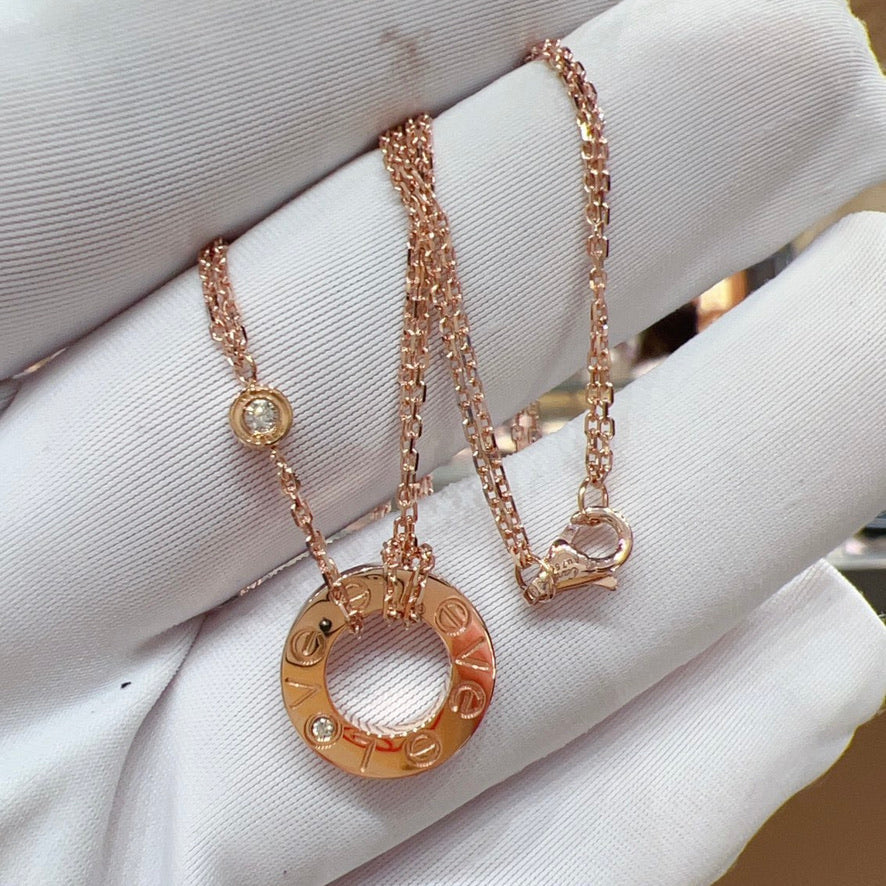 [：Polaidi Jewelry]LOVE NECKLACE 16MM 2 DIAMONDS