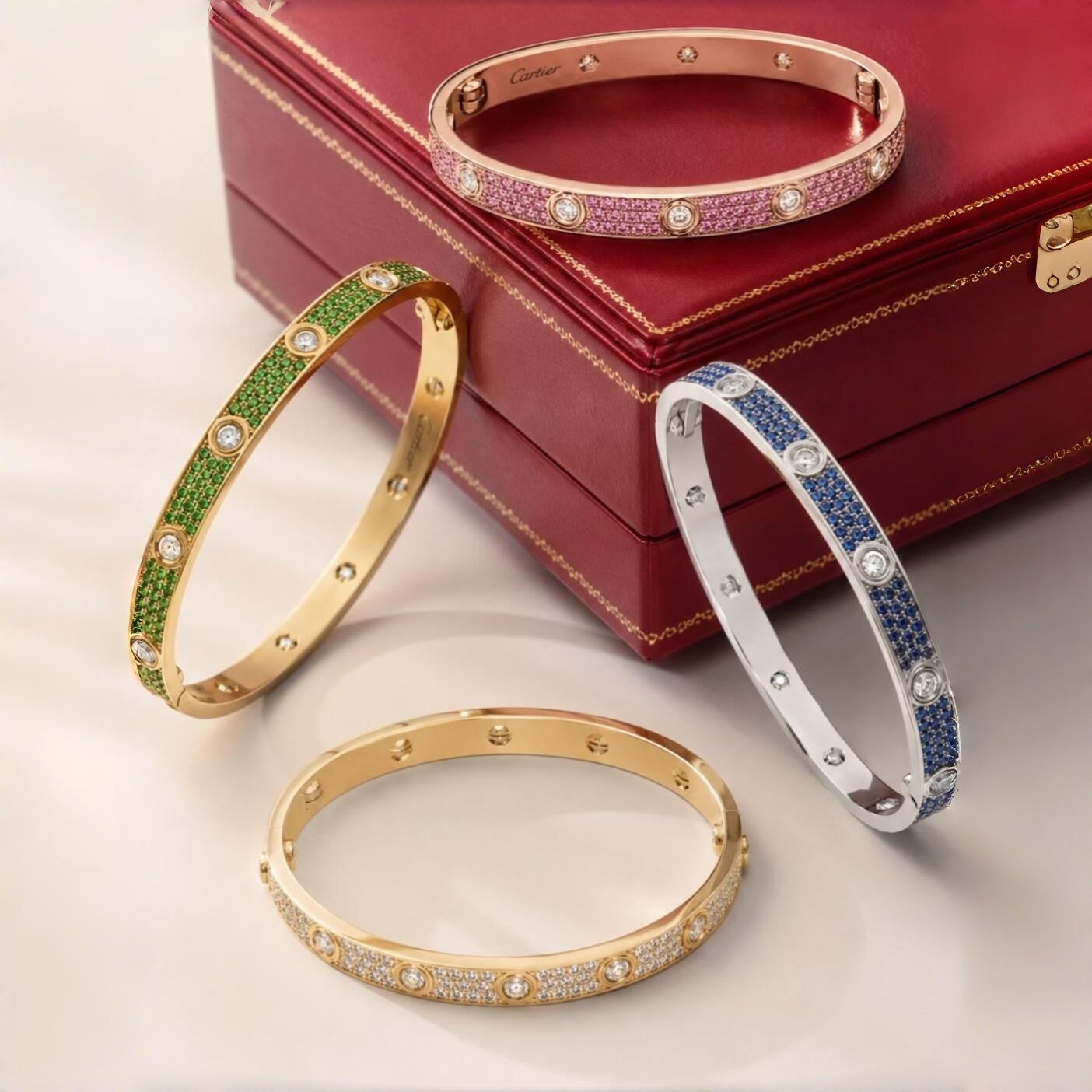 [Polaidi Jewelry]2026 PAVE GEMSTONE LOVE BRACELET 6.1MM 10 DIAMONDS