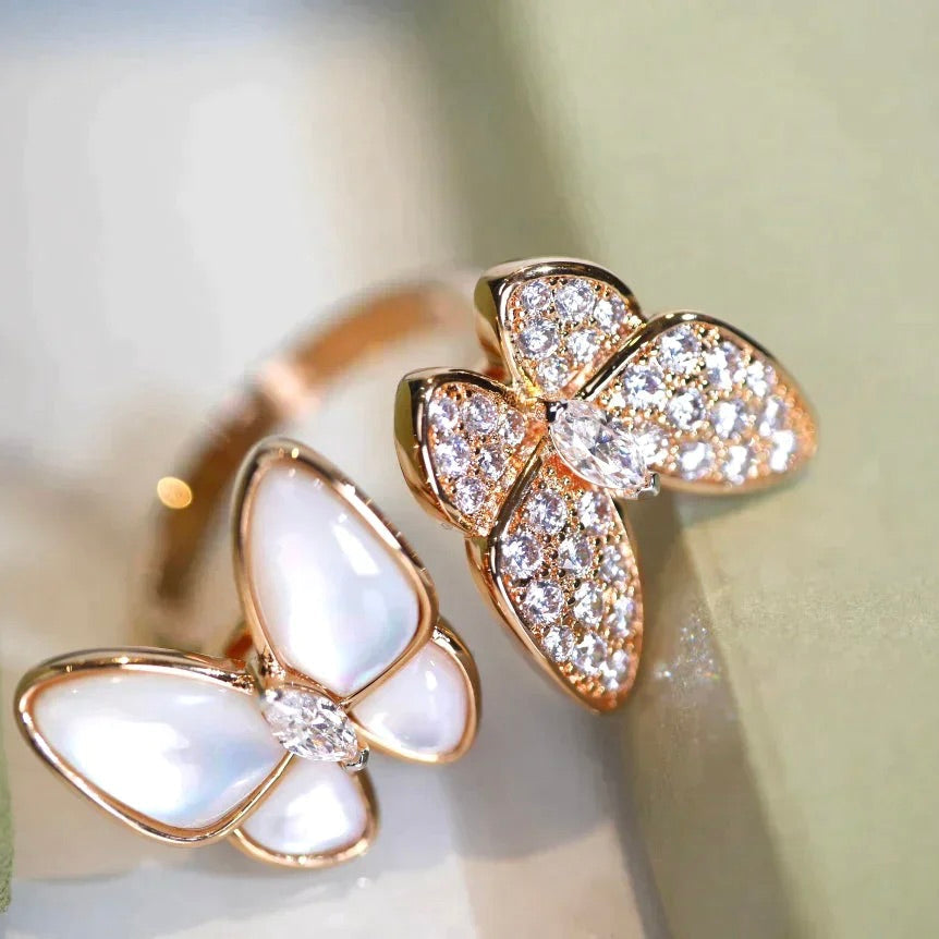 [：Polaidi Jewelry]TWIN BUTTERFLY DIAMOND MOP RING