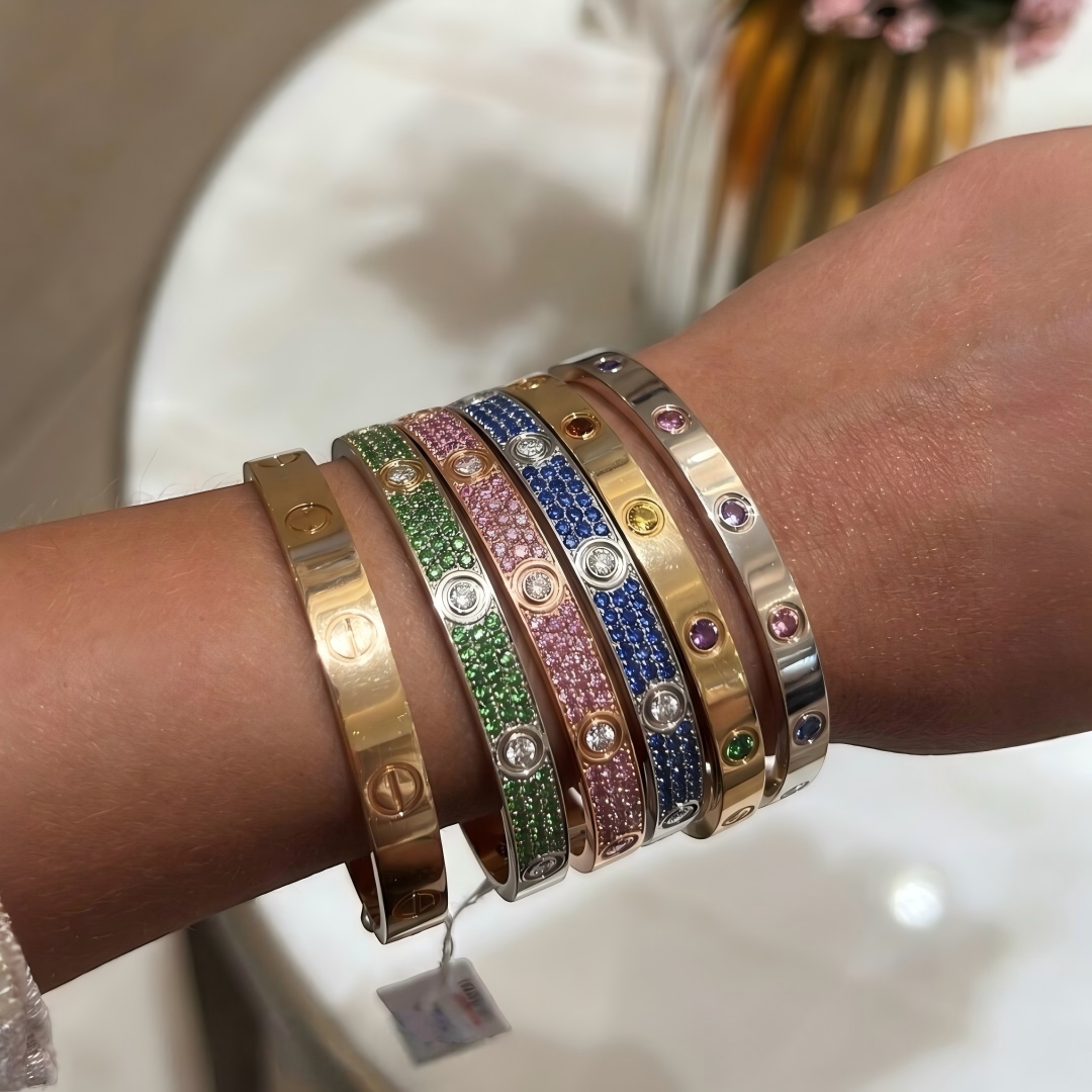 [Polaidi Jewelry]2026 PAVE GEMSTONE LOVE BRACELET 6.1MM 10 DIAMONDS