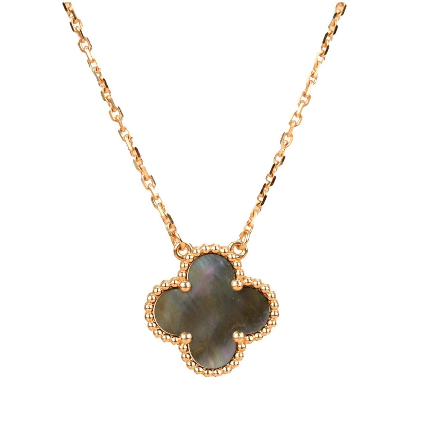 [：Polaidi Jewelry]クローバー 15mm グレーマザーオブパールネックレス