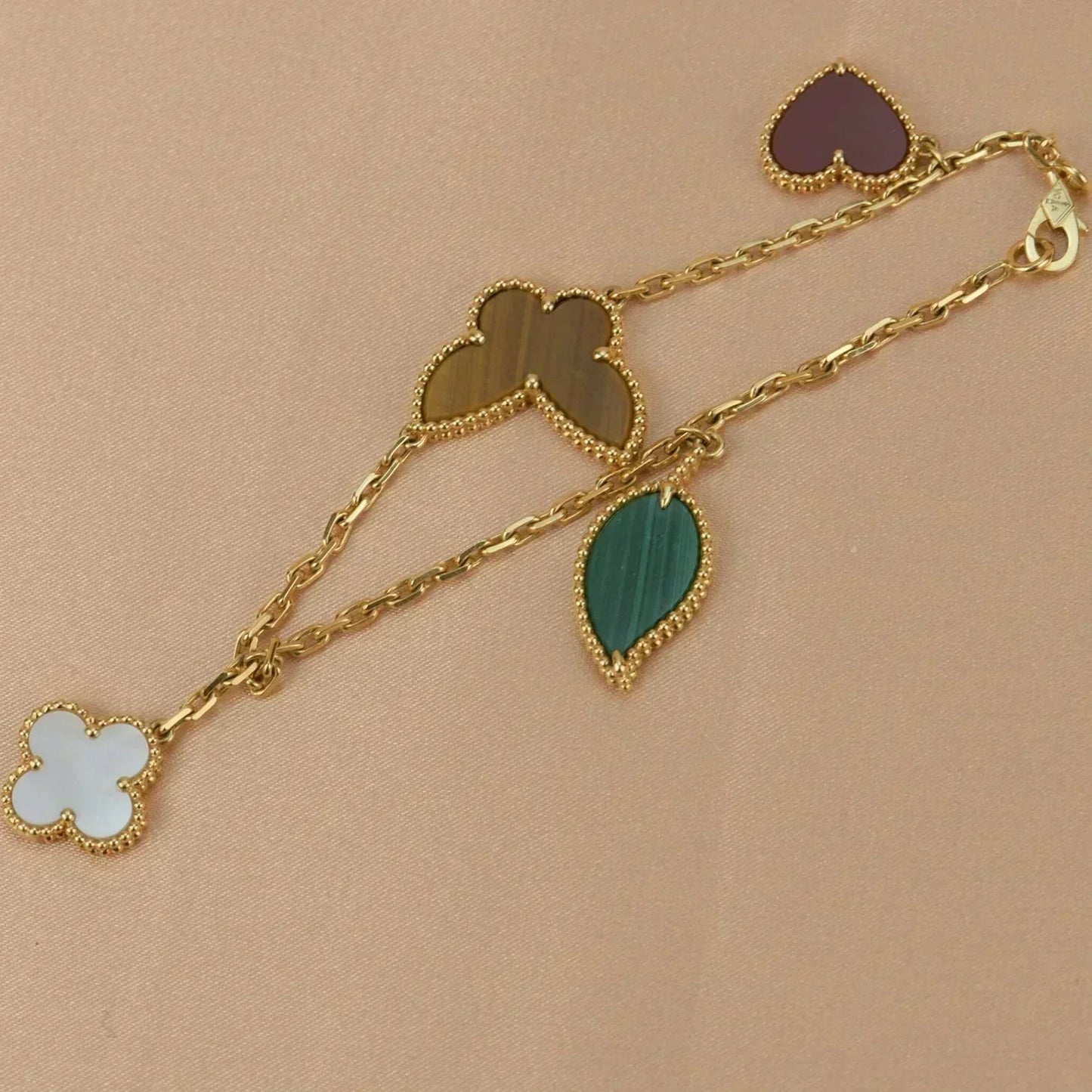 [：Polaidi Jewelry]ラッキー スプリング 5モチーフ ゴールド ブレスレット