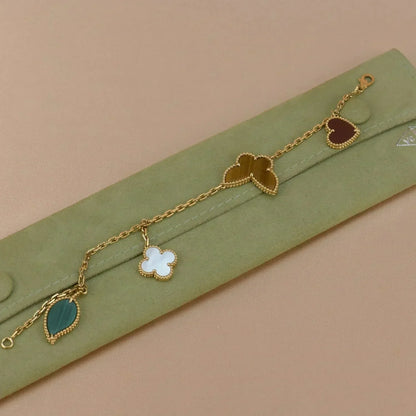 [：Polaidi Jewelry]ラッキー スプリング 5モチーフ ゴールド ブレスレット