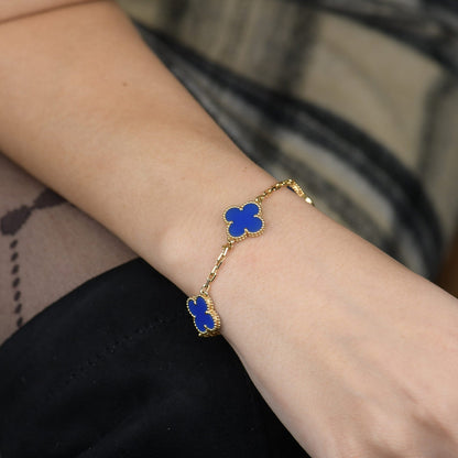 [：Polaidi Jewelry]クローバー 5モチーフ ブルーアゲート ブレスレット
