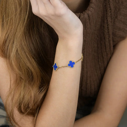 [Polaidi Jewelry] クローバー5モチーフ ブルーアゲート ブレスレット コレクション