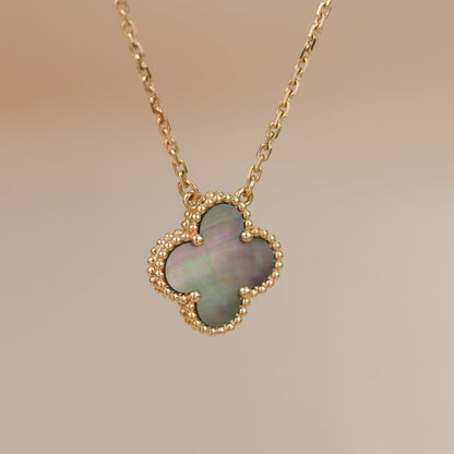 [Polaidi Jewelry]CLOVER 15MM  GRAY MOTHER OF PEARL NECKLACE