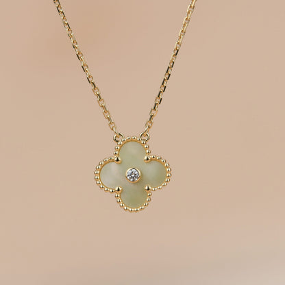 [Polaidi Jewelry]CLOVER 15MM DIAMOND GOLD MOTHER OF PEARL NECKLACE