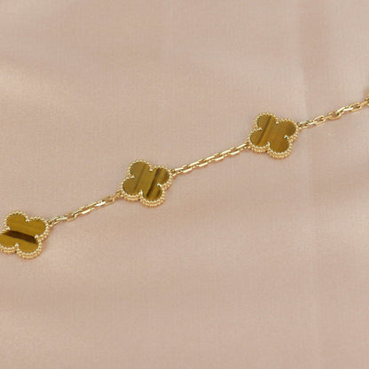 [：Polaidi Jewelry]クローバー 5モチーフ タイガーアイ ブレスレット