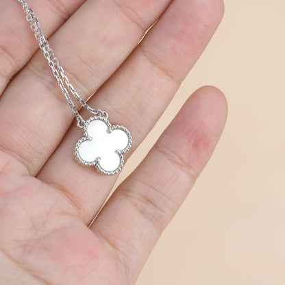 [Polaidi Jewelry]CLOVER  15MM WHITE MOTHER-OF-PEARL SILVER