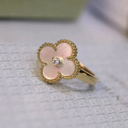 [：Polaidi Jewelry]クローバーピンクMOPリングゴールドダイヤモンド