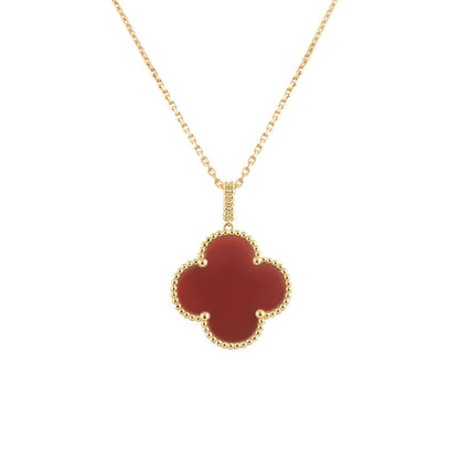 [：Polaidi Jewelry]クローバー 25MM ネックレス ゴールド カーネリアン