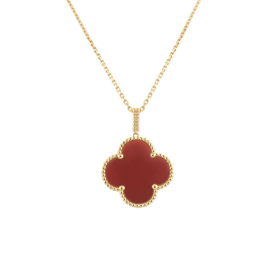 [Polaidi Jewelry]CLOVER 25MM NECKLACE GOLD CARNELIAN