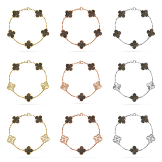 [Polaidi Jewelry] クローバー 5モチーフ グレーマザーオブパール ブレスレットコレクション