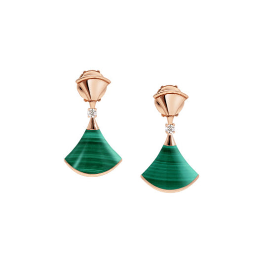 [：Polaidi]DREAM MALACHITE PINK GOLD EARRINGS