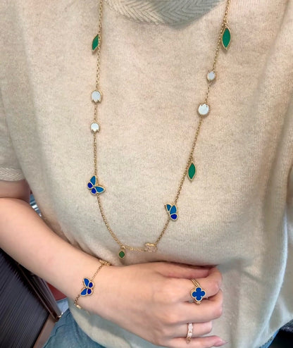 [Polaidi Jewelry]LUCKY SPRING BUTTERFLY 15 FLOWER NECKLACE
