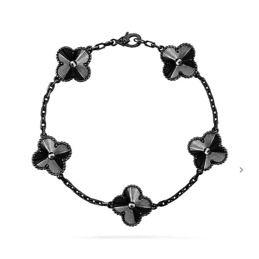 [：Polaidi Jewelry]CLOVER 5 MOTIF BLACK BRACELET