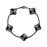 [Perlaura Jewelry ]CLOVER 5 MOTIF BLACK BRACELET