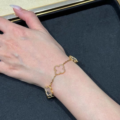[Polaidi Jewelry]クローバー 5モチーフ ロッククリスタル ブレスレット