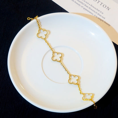 [Polaidi Jewelry]クローバー 5モチーフ ロッククリスタル ブレスレット