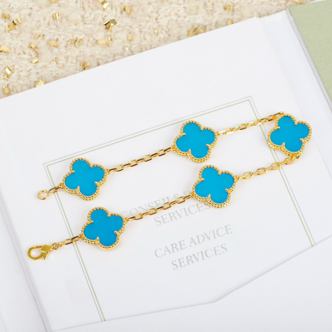 [：Polaidi Jewelry]CLOVER 5 MOTIFS TURQUOISE BRACELET