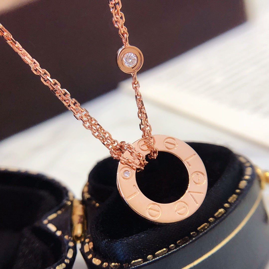 [：Polaidi Jewelry]LOVE NECKLACE 16MM 2 DIAMONDS