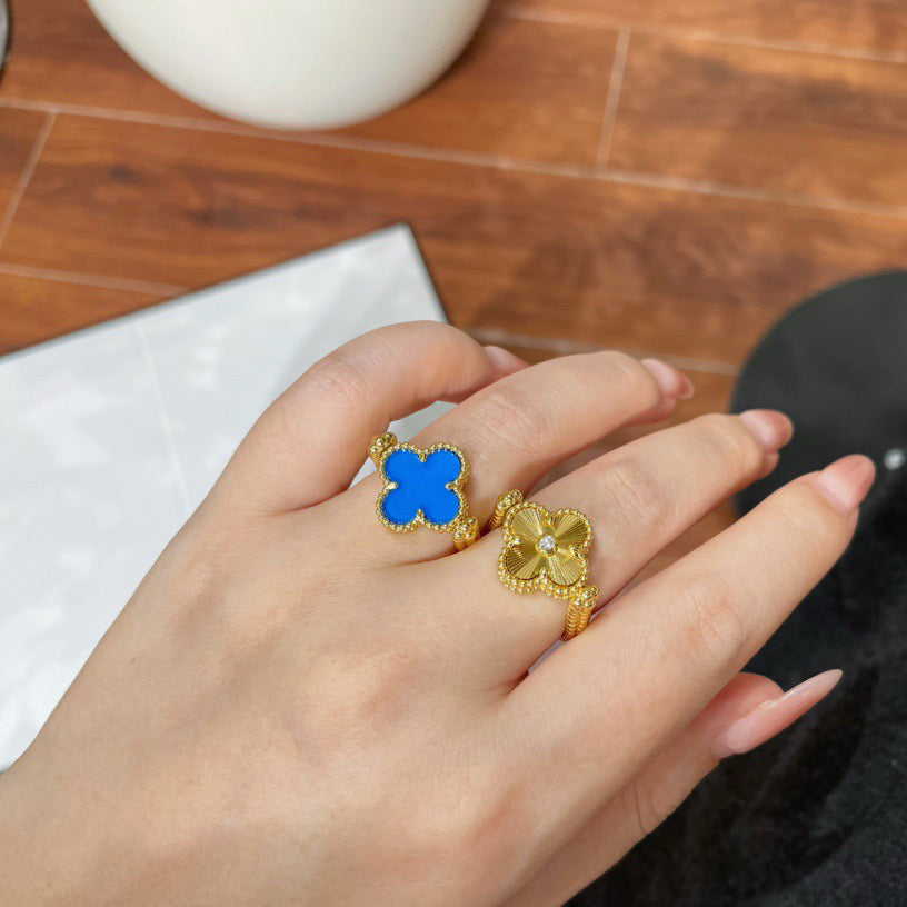 [Polaidi Jewelry]CLOVER RIVERSIBLE BLUE AGATE RING