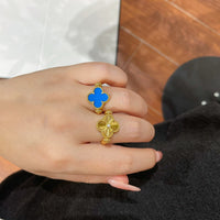 [Perlaura Jewelry ]CLOVER RIVERSIBLE BLUE AGATE RING