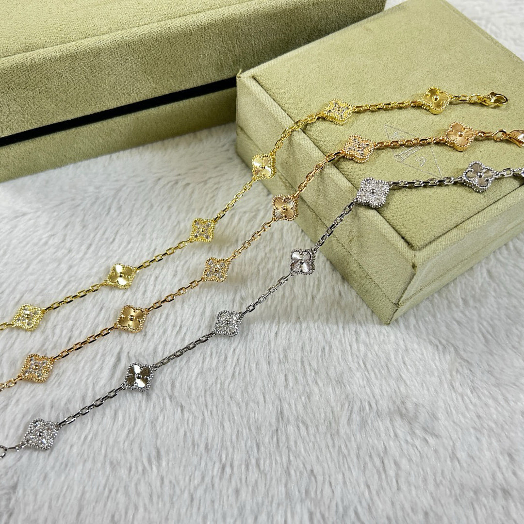 [Polaidi Jewelry]CLOVER 6 MOTIF DIAMOND LASER BRACELET