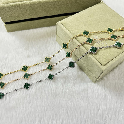 [：Polaidi Jewelry]クローバー 6モチーフ マラカイト ブレスレット