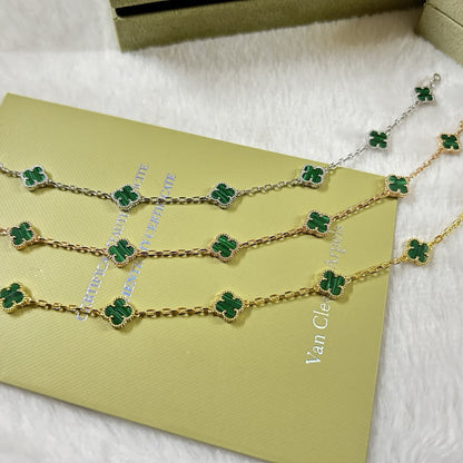 [：Polaidi Jewelry]クローバー 6モチーフ マラカイト ブレスレット