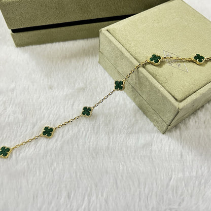 [Polaidi Jewelry]CLOVER 6 MOTIF MALACHITE BRACELET